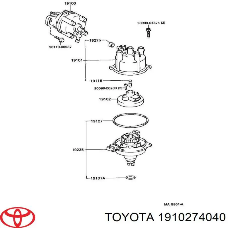 Купити 1910274040 Toyota Бігунок (ротор) розподільника запалювання