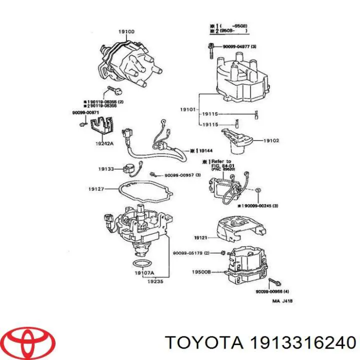 Розподільник запалювання (трамблер) на Toyota RAV4 (SXA 10)