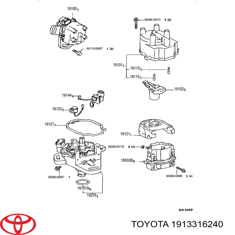 Купити 1913316240 Toyota Розподільник запалювання (трамблер)