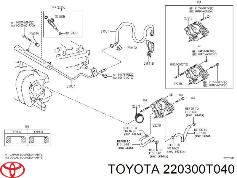  Toyota 220300T040 ціна, від 176.25 USD