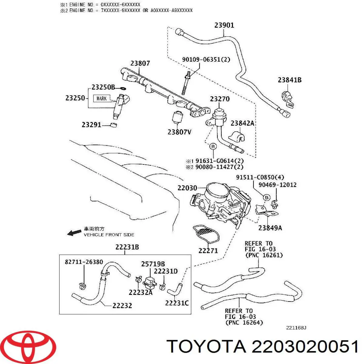2203020051 Toyota Дросільна заслінка в зборі