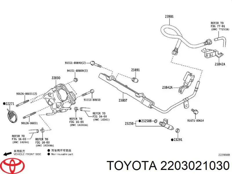 2203021030 Toyota Дросільна заслінка в зборі