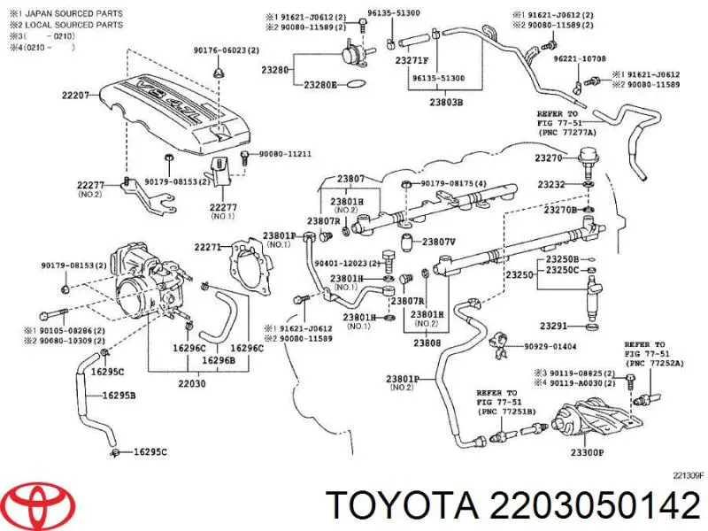 Блок дросельної заслінки Toyota 2203050142 ціна, від 506.67 USD