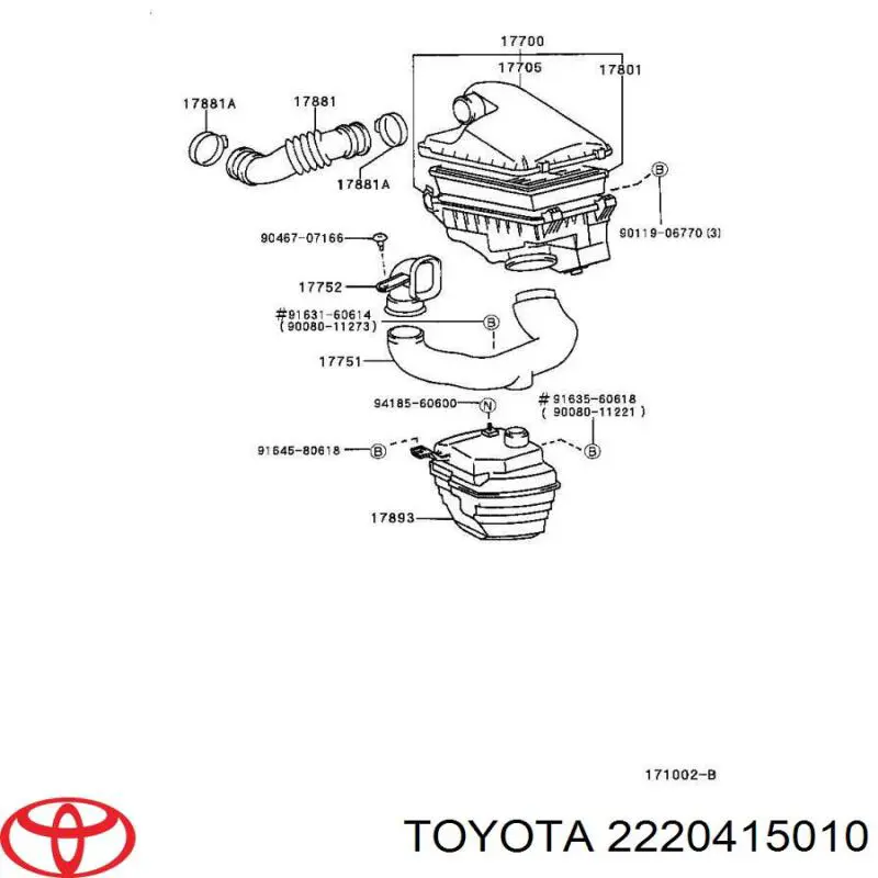 Датчик масової витрати повітря Toyota 2220415010 ціна, від 31.46 USD