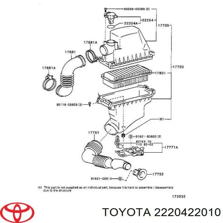 Датчик масової витрати повітря Toyota 2220422010 ціна, від 25.40 USD