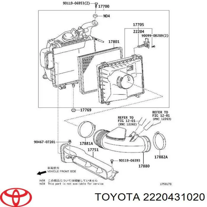 2220431020 Toyota датчик потоку (витрати повітря, витратомір MAF - (Mass Airflow))