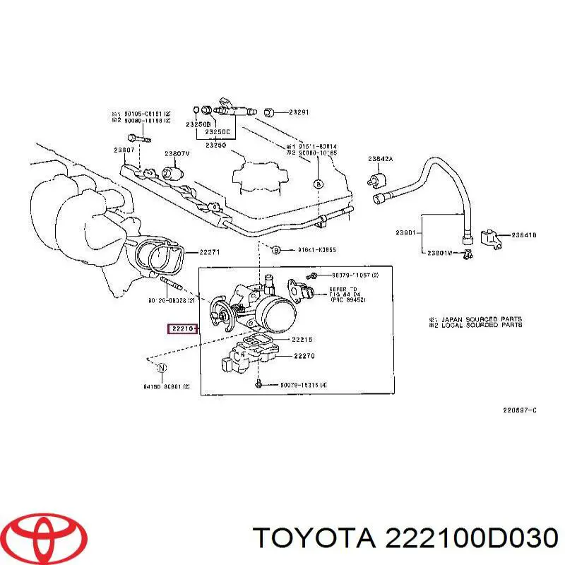 Блок дросельної заслінки Toyota 2221022050 ціна, від 26.28 USD