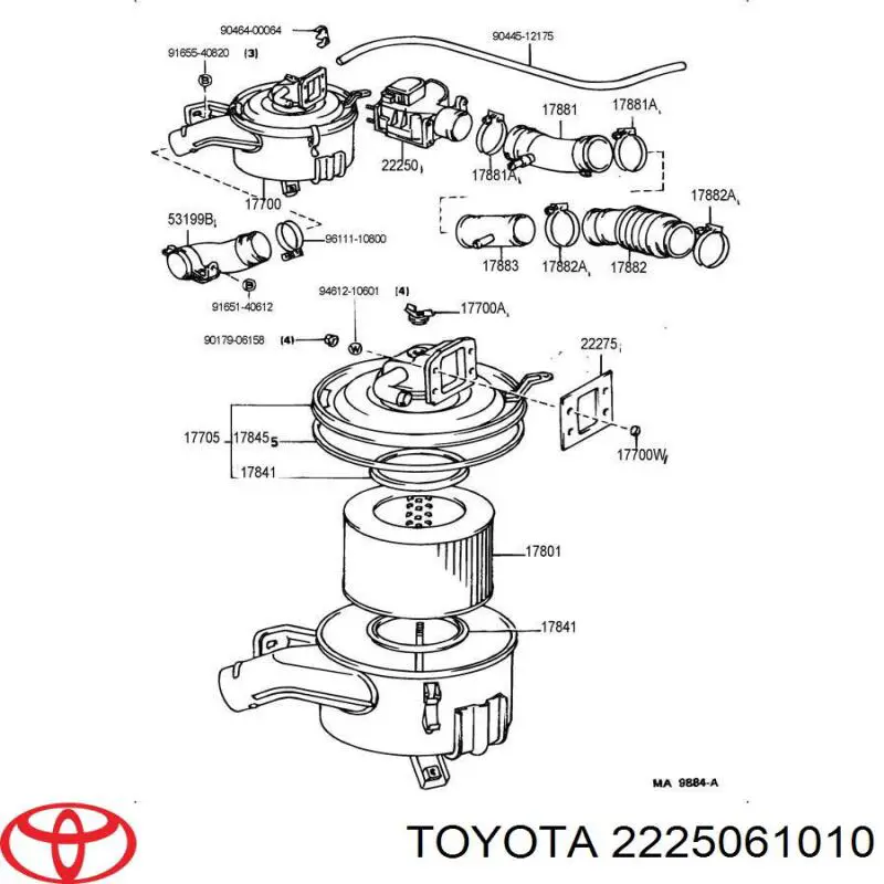 Датчик масової витрати повітря Toyota 2225061010 ціна, від 235.65 USD