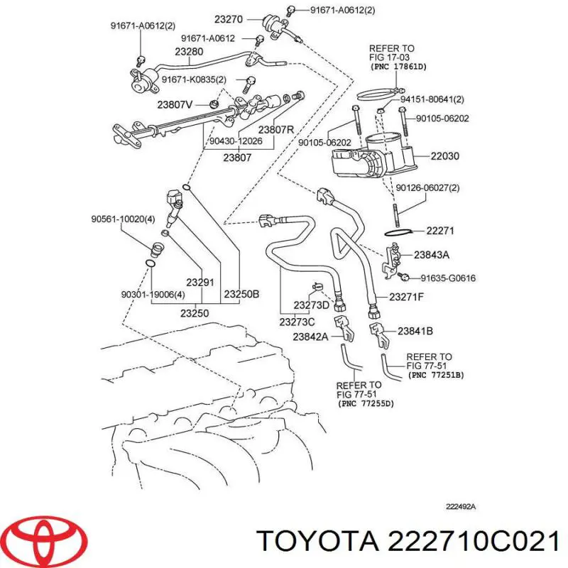 222710C021 Toyota Прокладка дросельної заслінки