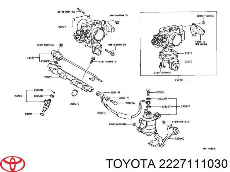 2227111030 Toyota прокладка дросельної заслінки