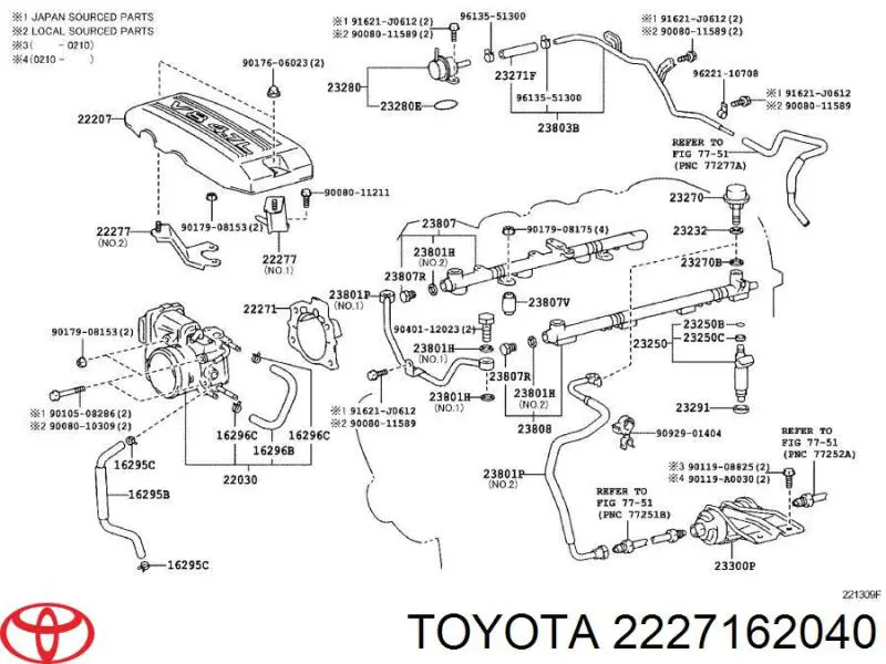 Купити 2227162040 Toyota 