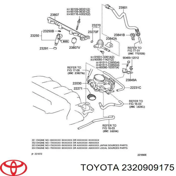 2320909175 Toyota Форсунка вприску палива