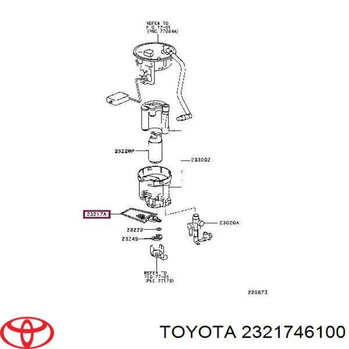 Фільтр-сітка бензонасосу 2321746100 Toyota