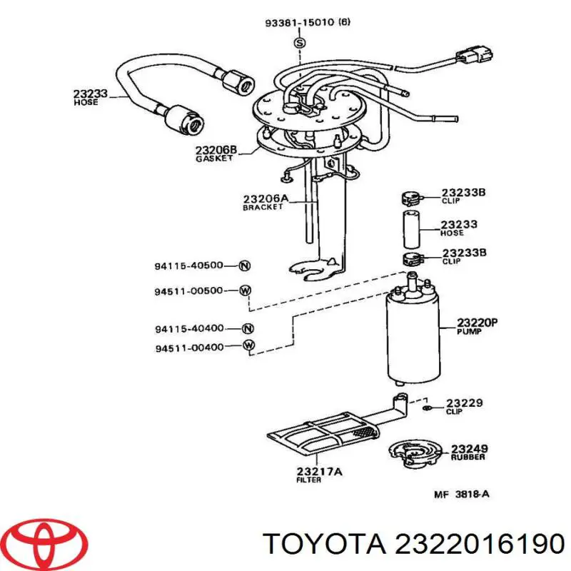 Елемент-турбінка паливного насосу Toyota Camry (V1) (Тойота Камрі)