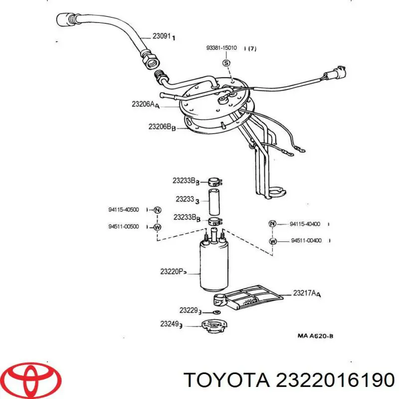Купити 2322016190 Toyota Елемент-турбінка паливного насосу