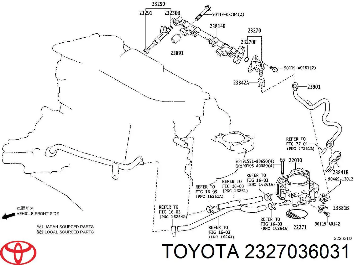 2327036031 Toyota Регулятор тиску палива