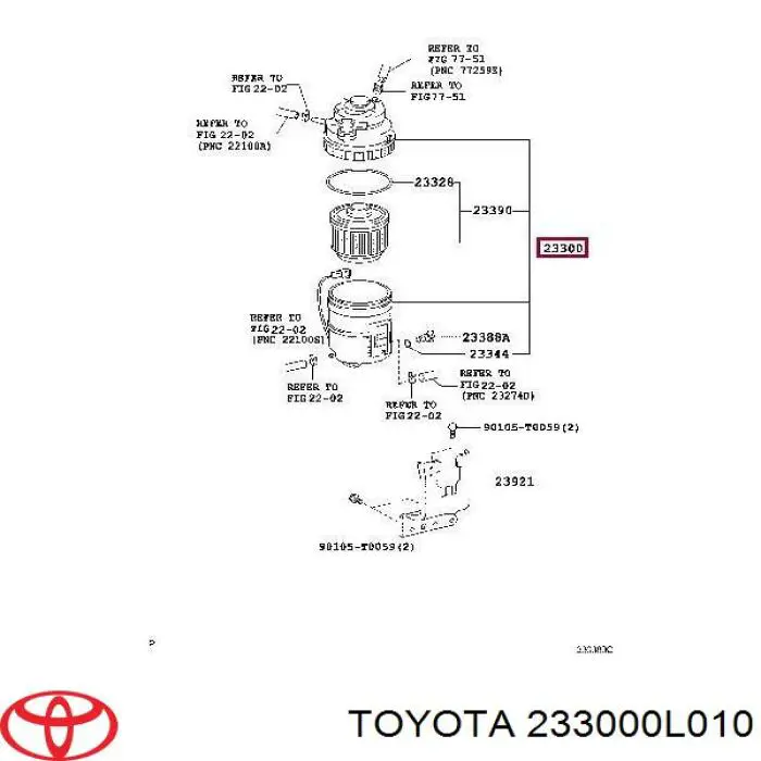 233000L020 Toyota фільтр паливний