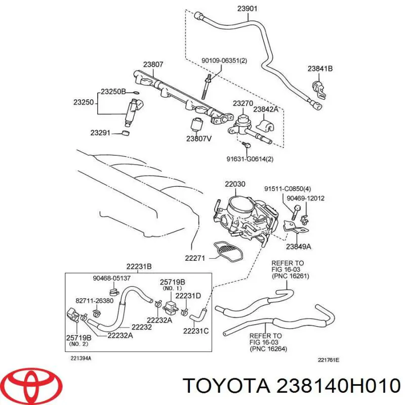 Рампа форсунок системи упорскування палива Toyota 238140H010 ціна, від 3.87 USD
