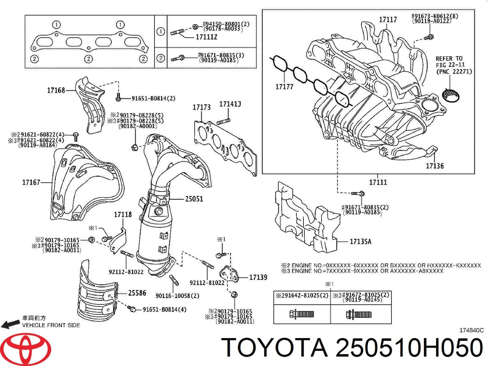 Конвертор-каталізатор (каталітичний нейтралізатор) Toyota 250510H050 ціна, від 151.67 USD