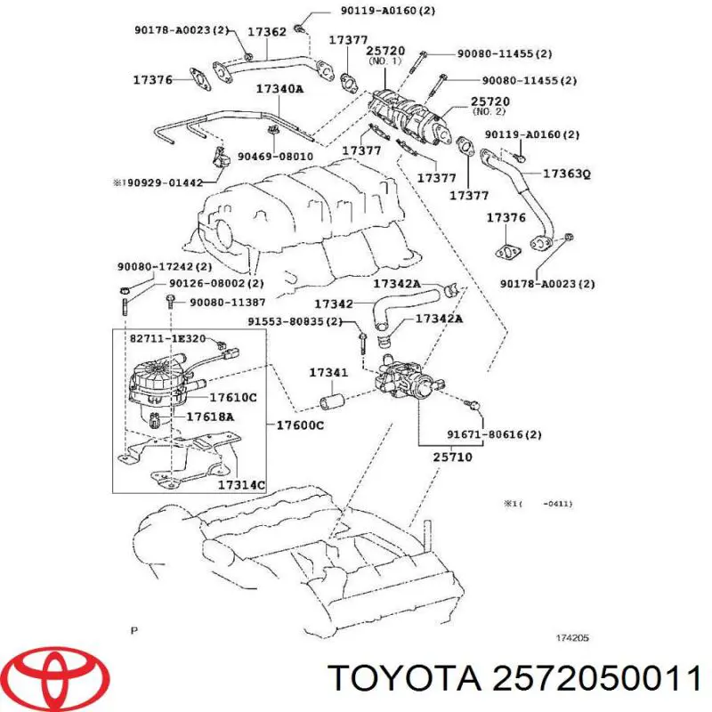 Клапан продувки каталізатора Toyota Land Cruiser (J200) (Тойота Ленд крузер)