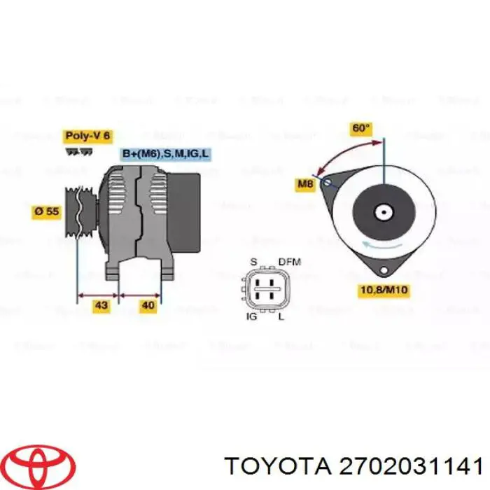 Генератор Toyota 2702031141 ціна, від 62.63 USD