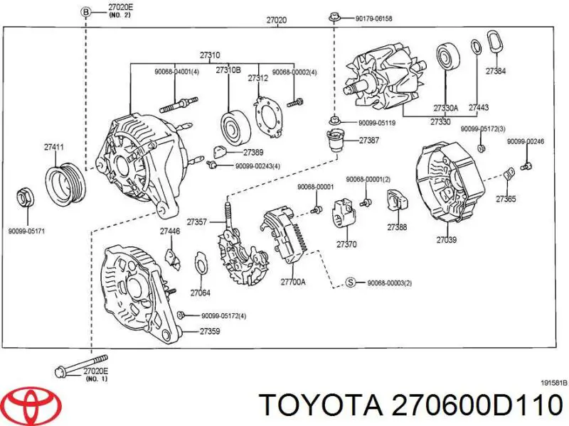 Купити 270600D110 Toyota Генератор