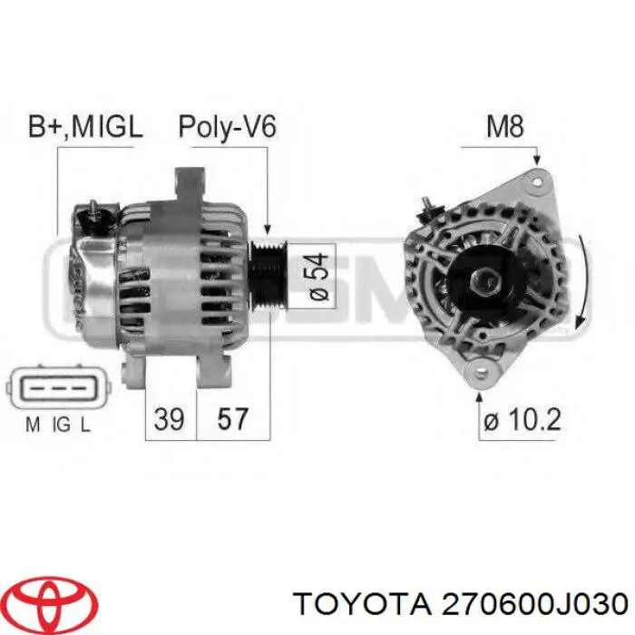 Генератор 270600J030 Toyota