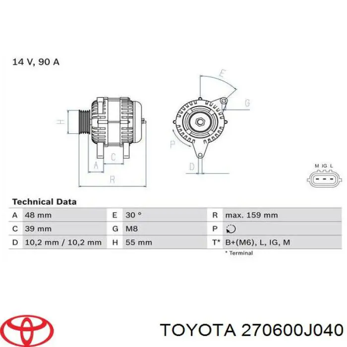 Купити 270600J04084 Toyota Генератор