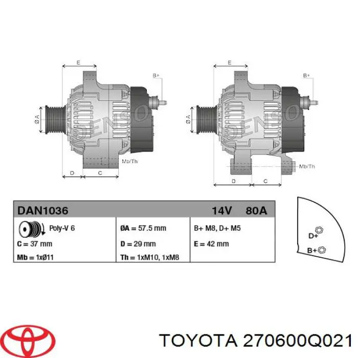 Генератор Toyota 270600Q021 ціна, від 175.87 USD
