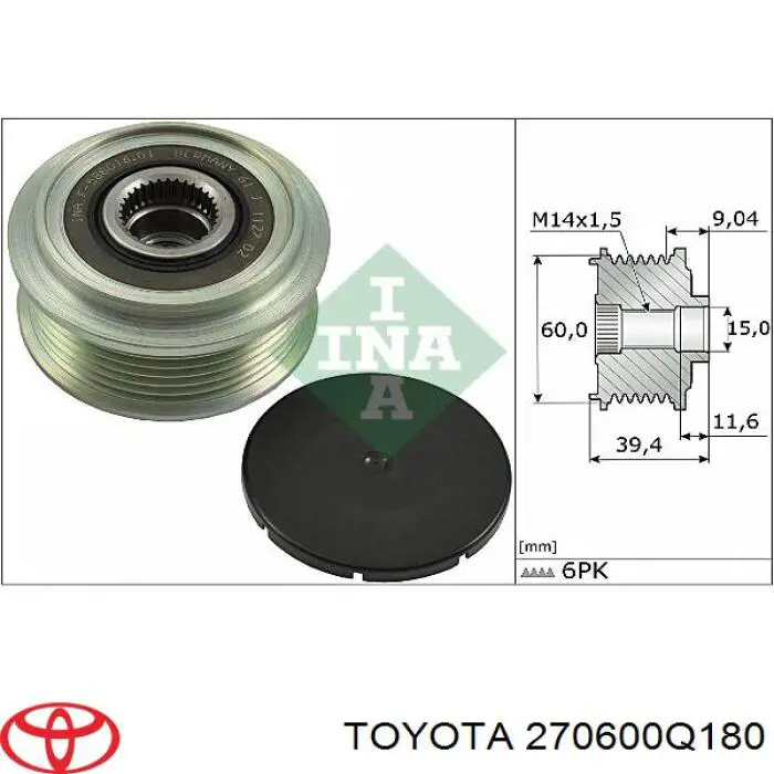 270600Q180 Toyota Авто генератор