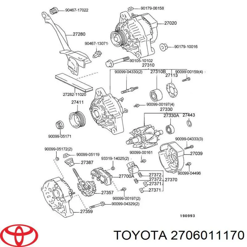 2706011170 Toyota генератор