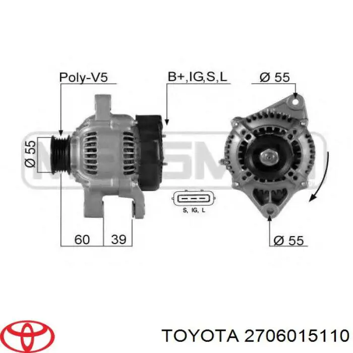 Генератор 2706074420 Toyota
