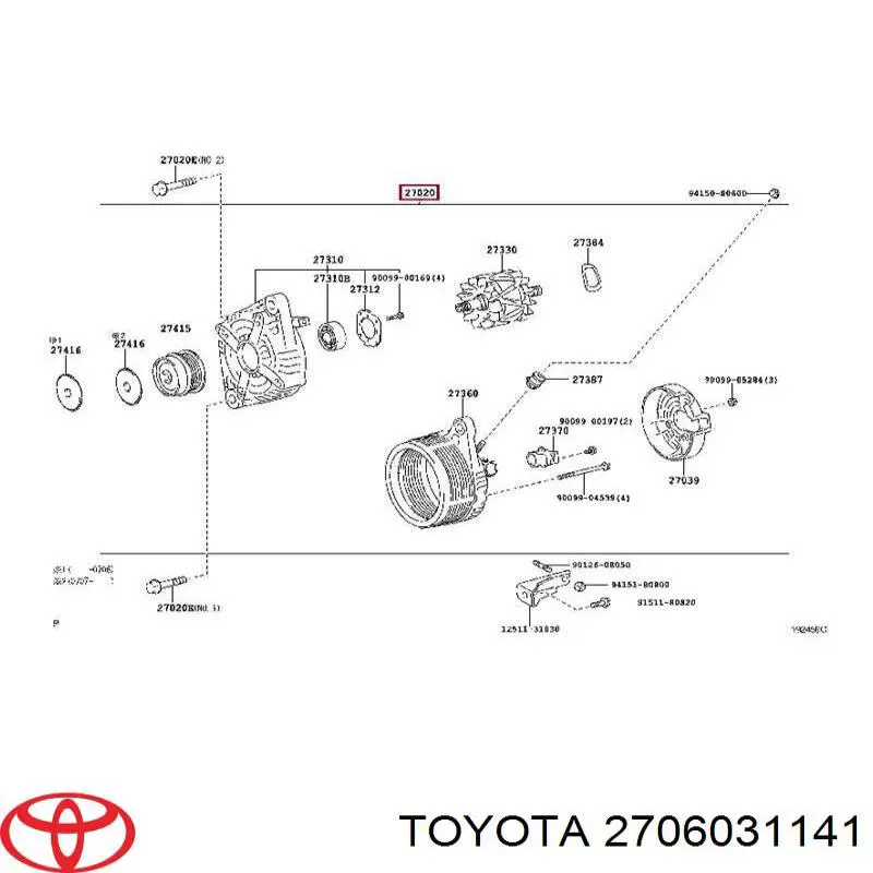 Генератор Toyota 2706031141 ціна, від 170.97 USD