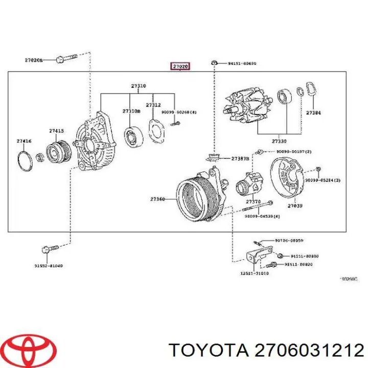 Генератор 2706031212 Toyota