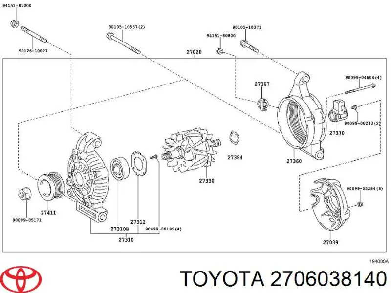 2706038140 Toyota Авто генератор