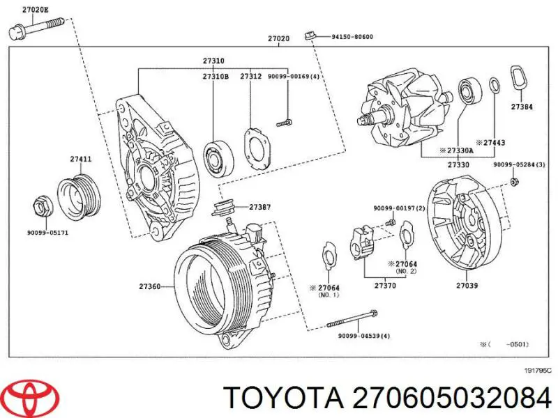 Генератор 270605032084 Toyota