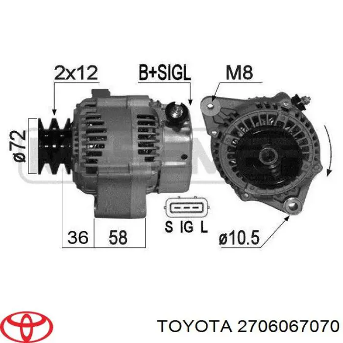 Генератор Toyota 1022115002 ціна, від 146.06 USD