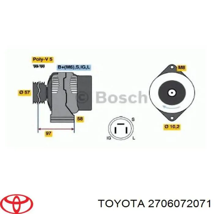 2706072071 Toyota Авто генератор