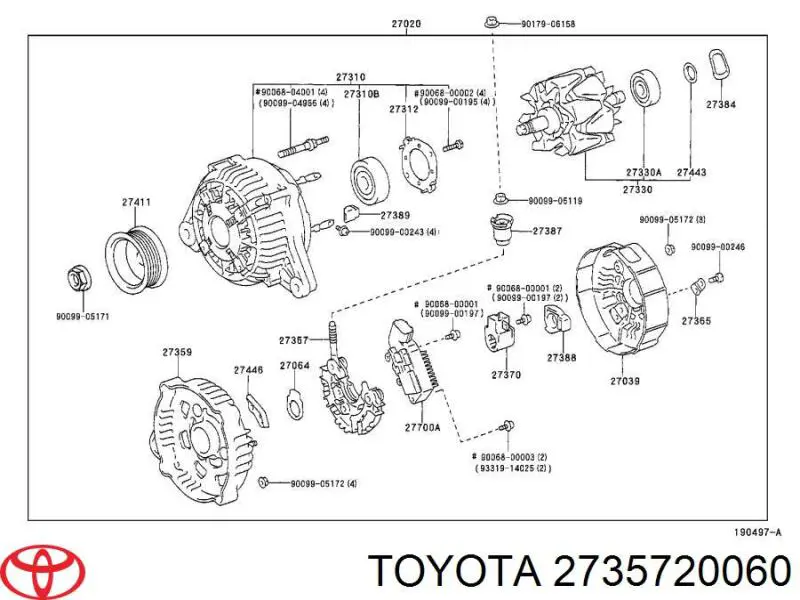 2735720060 Toyota міст доданий генератора