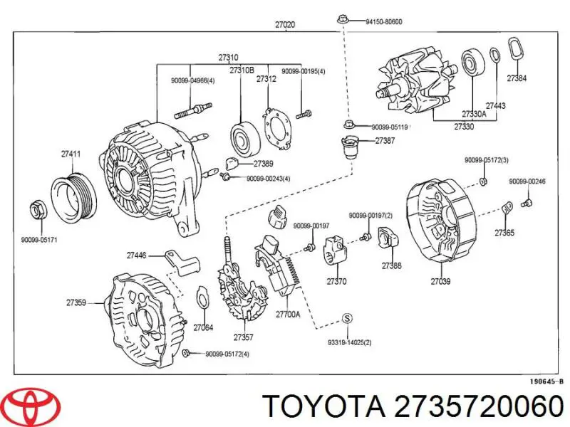 Міст доданий генератора Toyota Avensis I седан (T22) (1997 - 2003) ціна, від 135.34 USD
