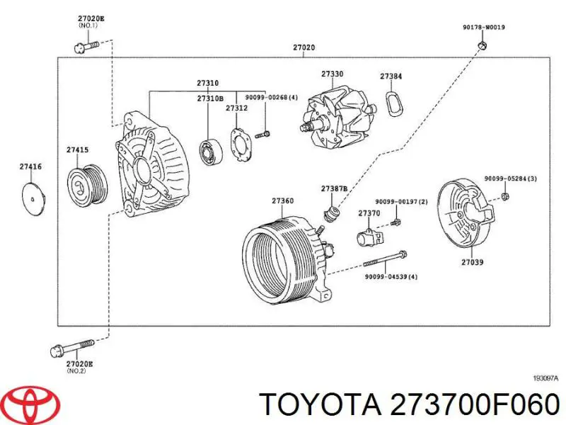 Щітка генератора 273700F060 Toyota