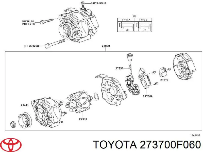 Купити 273700F060 Toyota Щітки генератора