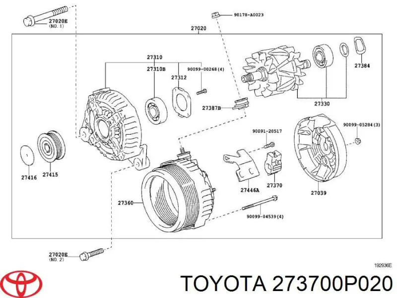 Щітка генератора TOYOTA 273700P020