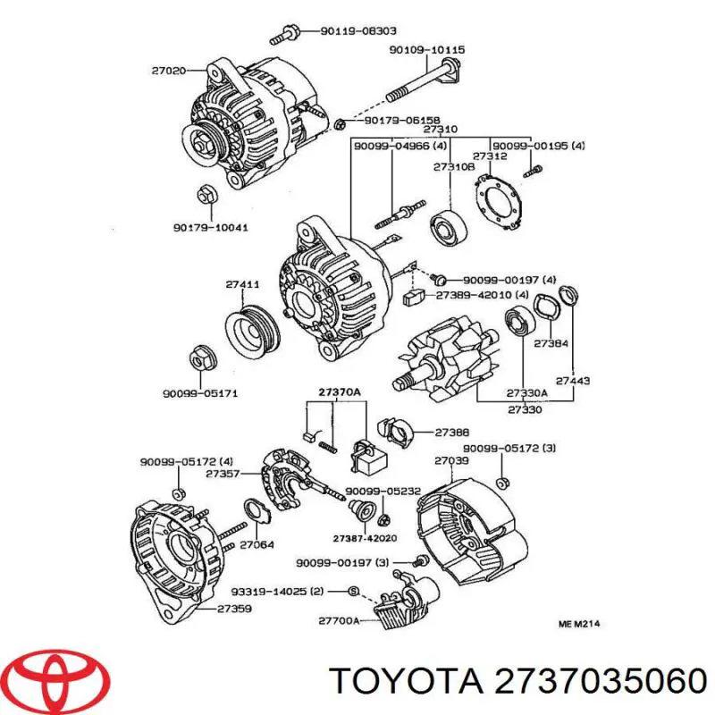 Купити 2737035060 Toyota Щіткотримач генератора
