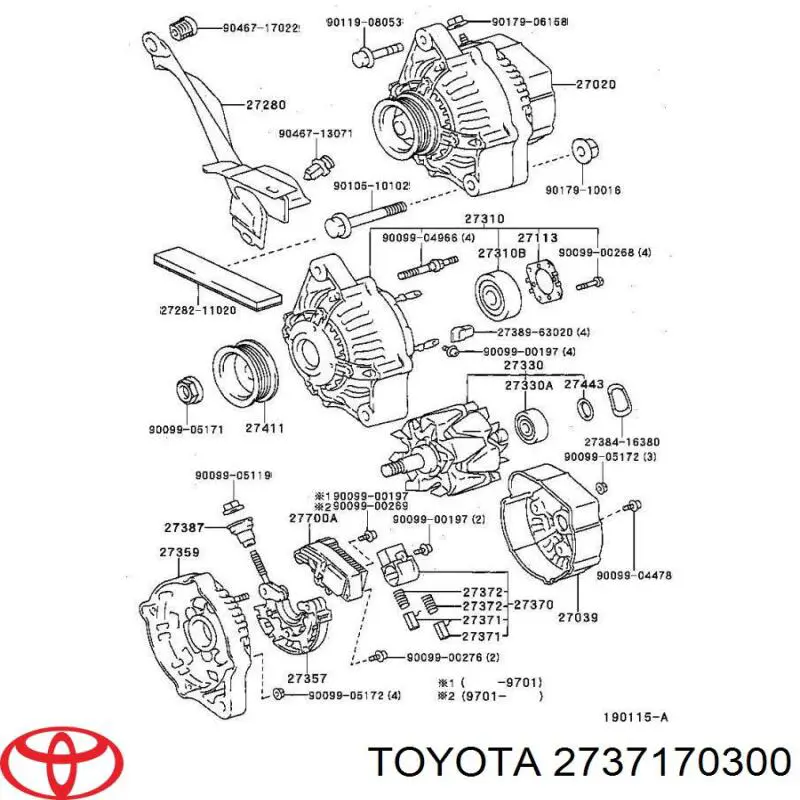 Щітка генератора Toyota 2737170300 ціна, від 1.18 USD