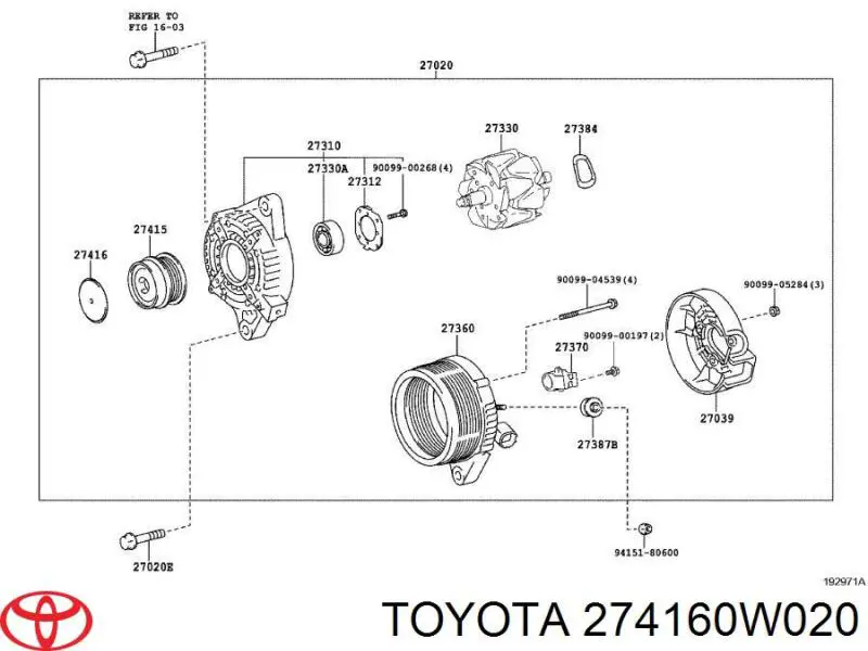 Інерційний шків Toyota 274160W020 ціна, від 3.29 USD