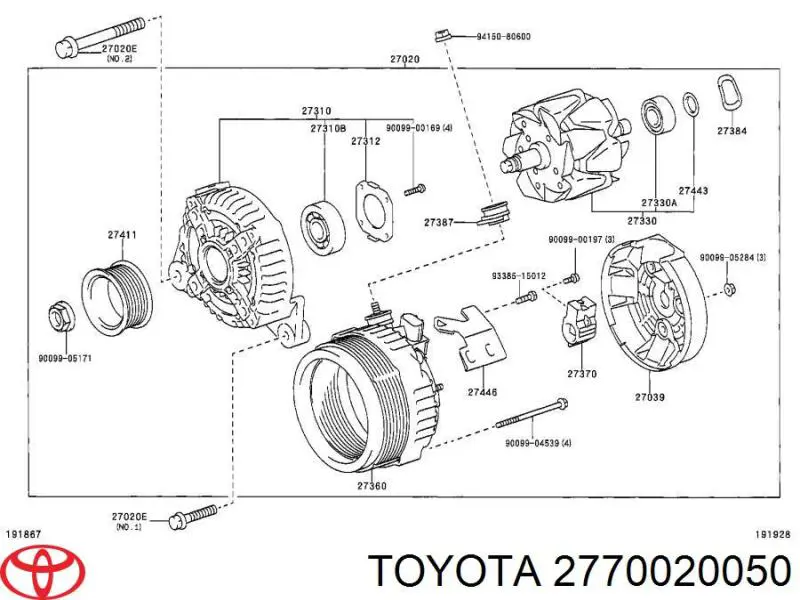 2770020050 Toyota реле-регулятор генератора, (реле зарядки)