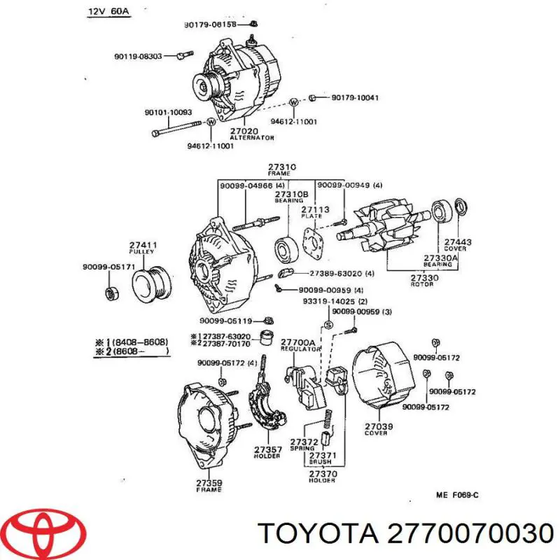 2770070030 Toyota реле-регулятор генератора, (реле зарядки)