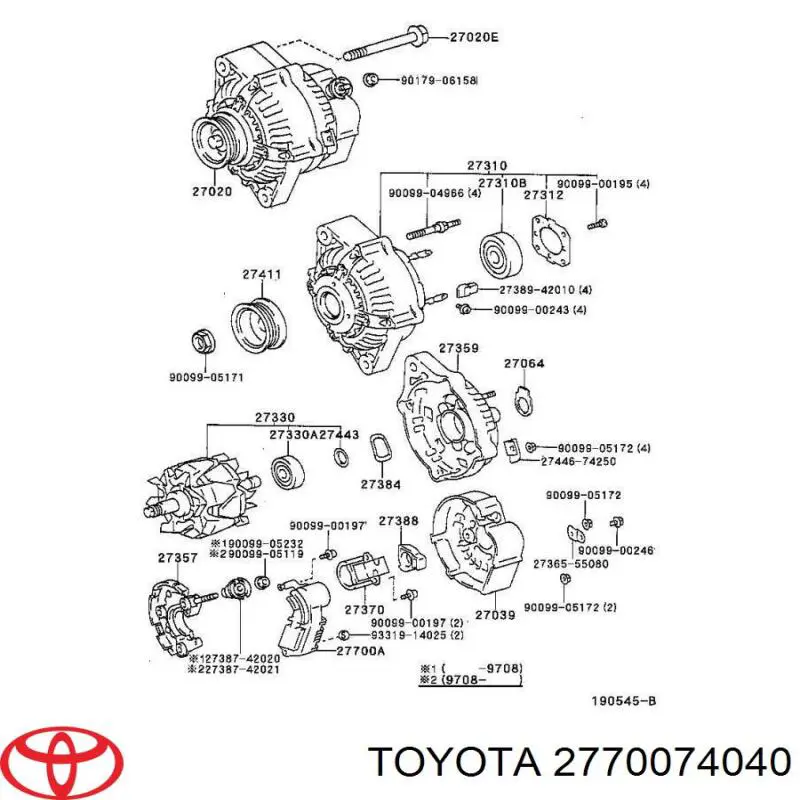 2770074040 Toyota реле-регулятор генератора, (реле зарядки)