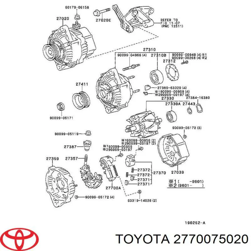 Купити 2770075020 Toyota Реле регулятор напруги генератора